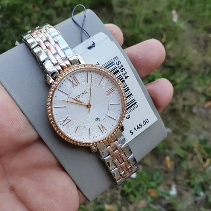 Fossil Jacqueline Two-tone White Dial Ladies Watch- ES3634